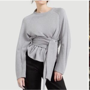 NWOT Modern Citizen Women’s Heather Grey Nara Tie Front Top in French Terry Fall